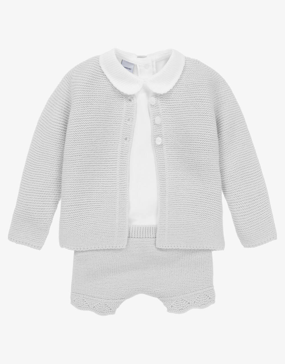 Boys Grey Knitted Shorts Set