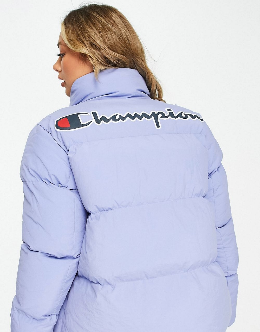 Small Logo Puffer Jacket In Blue - Image 3