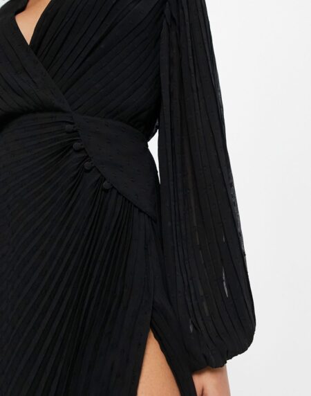 Chiffon Wrap Button Detail Maxi Dress