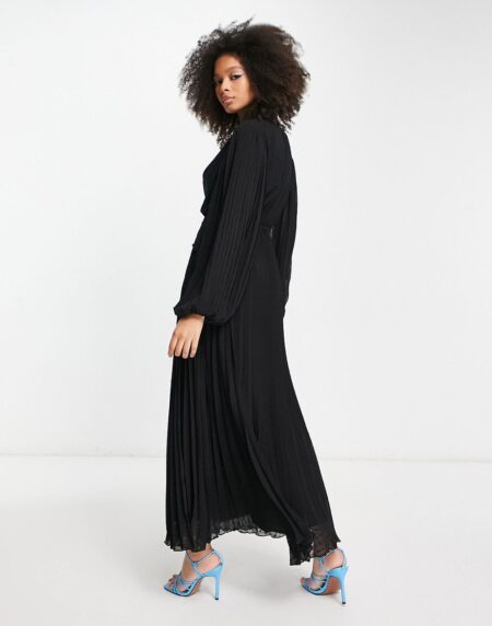 Chiffon Wrap Button Detail Maxi Dress