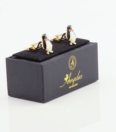Gold Mens Stainless Steel Penguins Cufflinks for Shirt with Box – Hand Crafted Perfect Gift