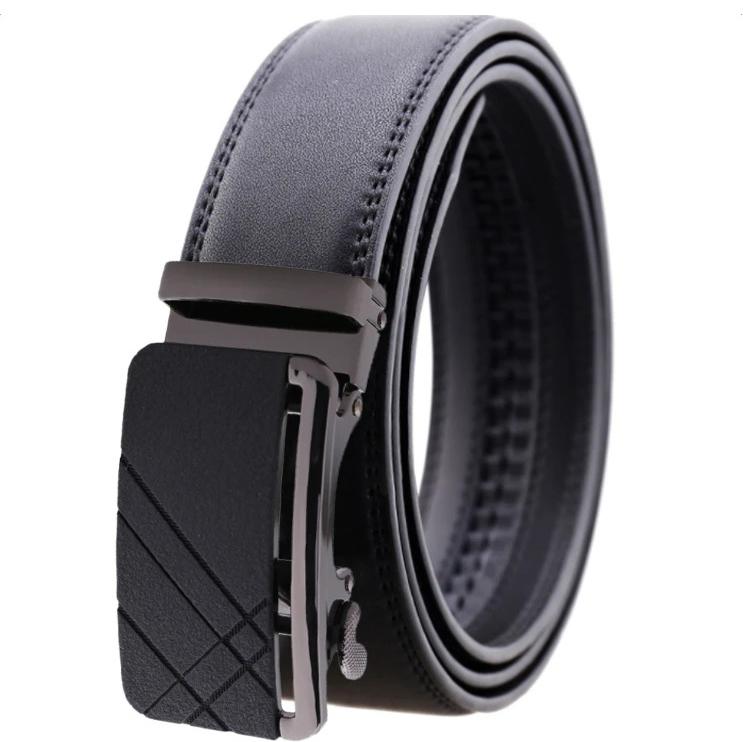Amedeo Exclusive Men's Black Belt Black Buckle Leather - Amedeo Exclusive