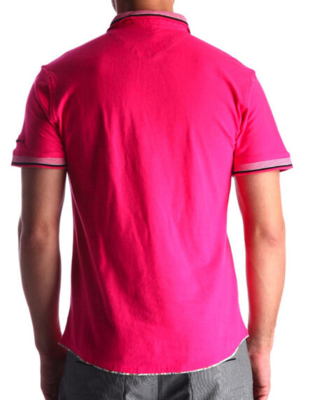 Men's Pink - Paisley Turkey Slim Fit Mesh Polo Shirt ( Size - Only XS ) - Amedeo Exclusive