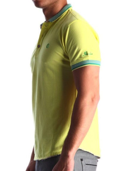 Men's Yellow - Paisley Turkey Slim Fit Mesh Polo Shirt ( Size - Only XS ) - Amedeo Exclusive