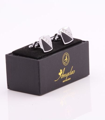 Mens Stainless Steel Square Cubic Zirconia Cufflinks for Shirt with Box – Hand Crafted Perfect Gift