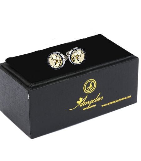 Men’s Stainless Steel Functioning Movement Cufflinks with Box
