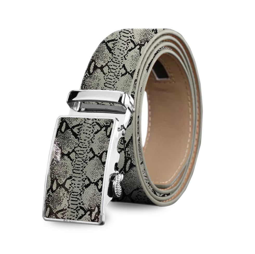 Men's Genuine Leather Smart Ratchet Automatic Belt Perfect Fit No holes! Grey - Amedeo Exclusive