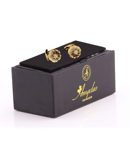 Gold Black Mens Stainless Steel Flowers Cufflinks for Shirt with Box – Hand Crafted Perfect Gift