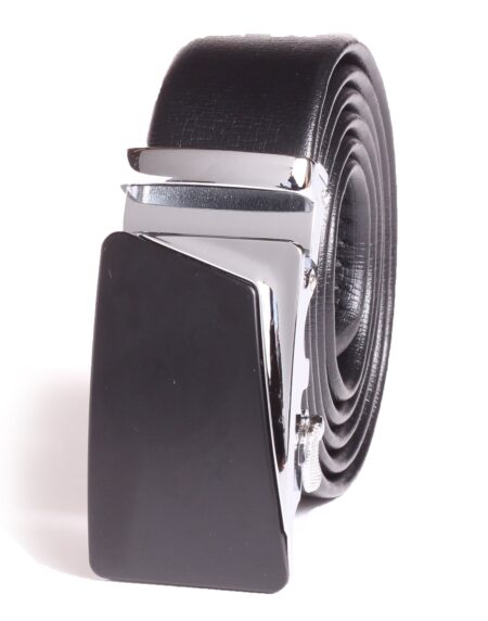 Men’s Smart Ratchet No Holes Automatic Buckle Belt in Silver & Black Color