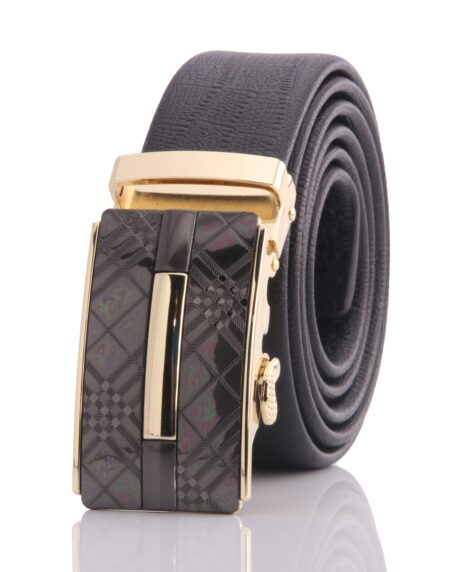 Amedeo Exclusive Men’s Black Ratchet Belt – Gold & Black Automatic Buckle (Adjustable 26”–52”) Luxury Gift Box