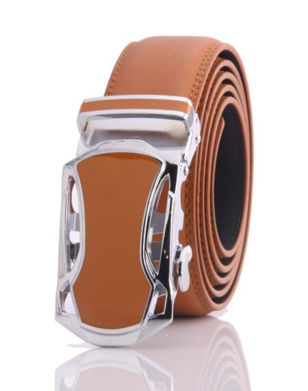 Men’s Stainless Steel Tan Belt – Tan Buckle Belt – one size fits all – perfect fit