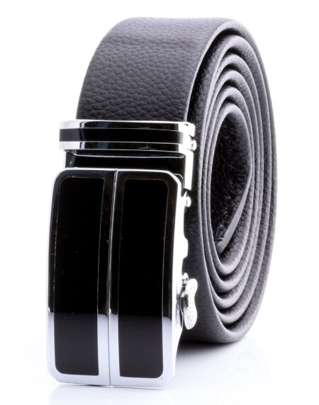 Men’s Smart Ratchet No Holes Automatic Buckle Belt in Silver & Black Color