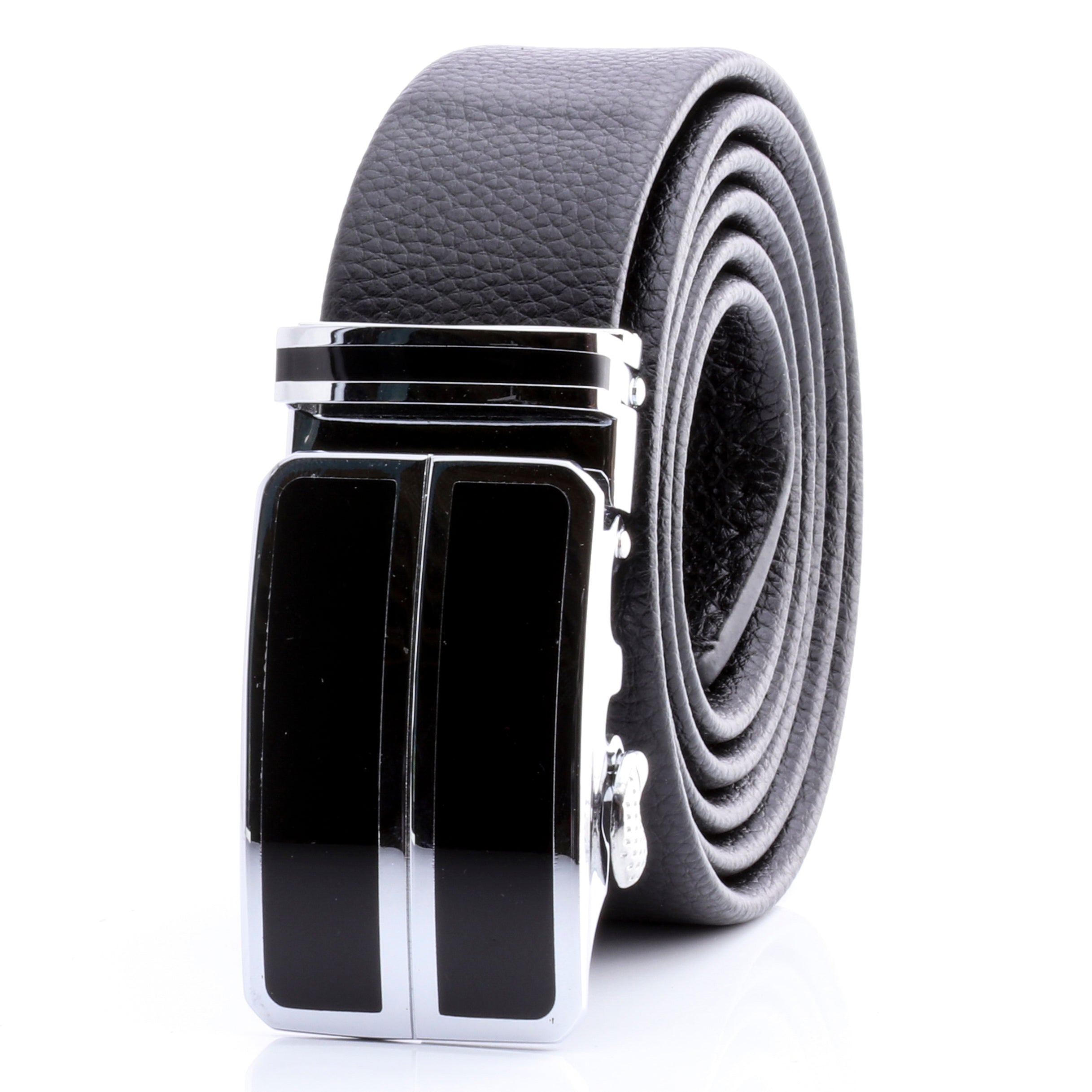 Men's Smart Ratchet No Holes Automatic Buckle Belt in Silver & Black Color - Image 2