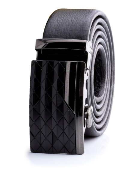 Men’s Stainless Steel Black Belt with Black Buckle – perfect fit, no holes needed