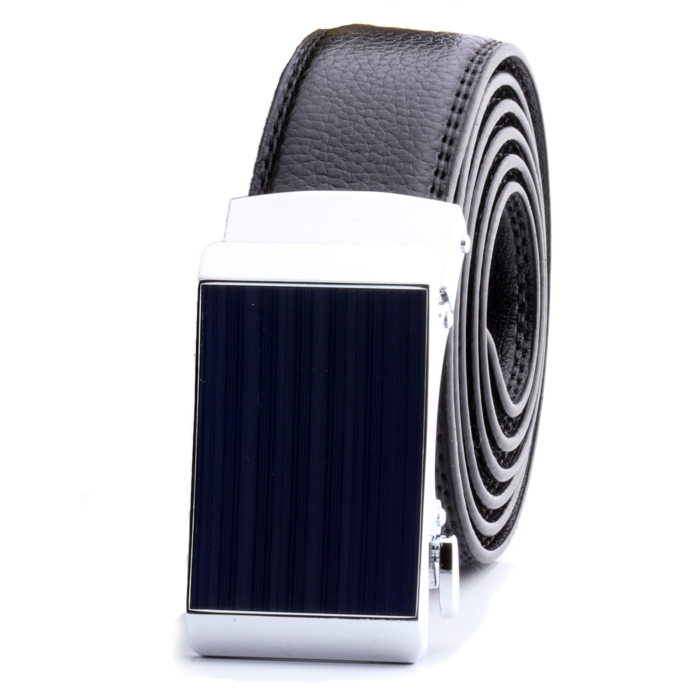 Amedeo Silver & Midnight Blue Automatic Ratchet Belt – No Holes Perfect Fit - Image 2