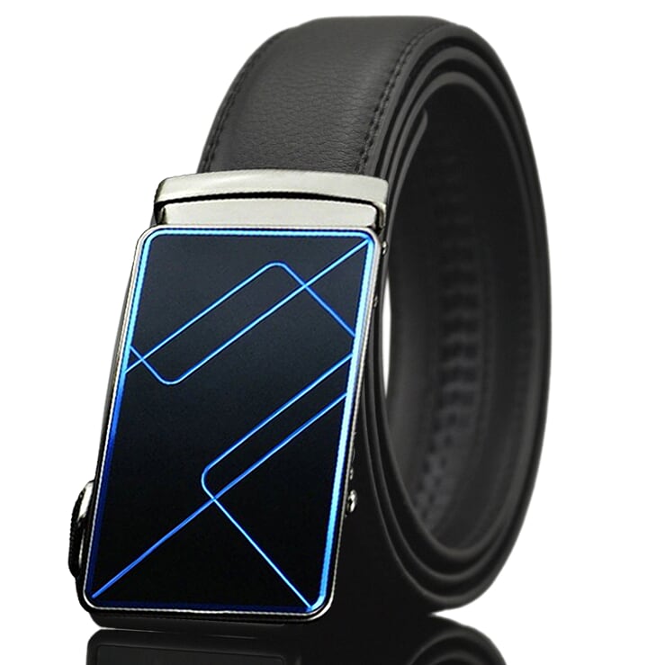 Men's Stainless Steel Black Belt with Blue & Black Buckle - Image 2