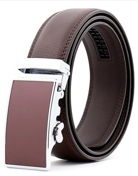 Amedeo Men’s Brown Ratchet Belt – Steel Automatic Buckle | Adjustable 26”–52”