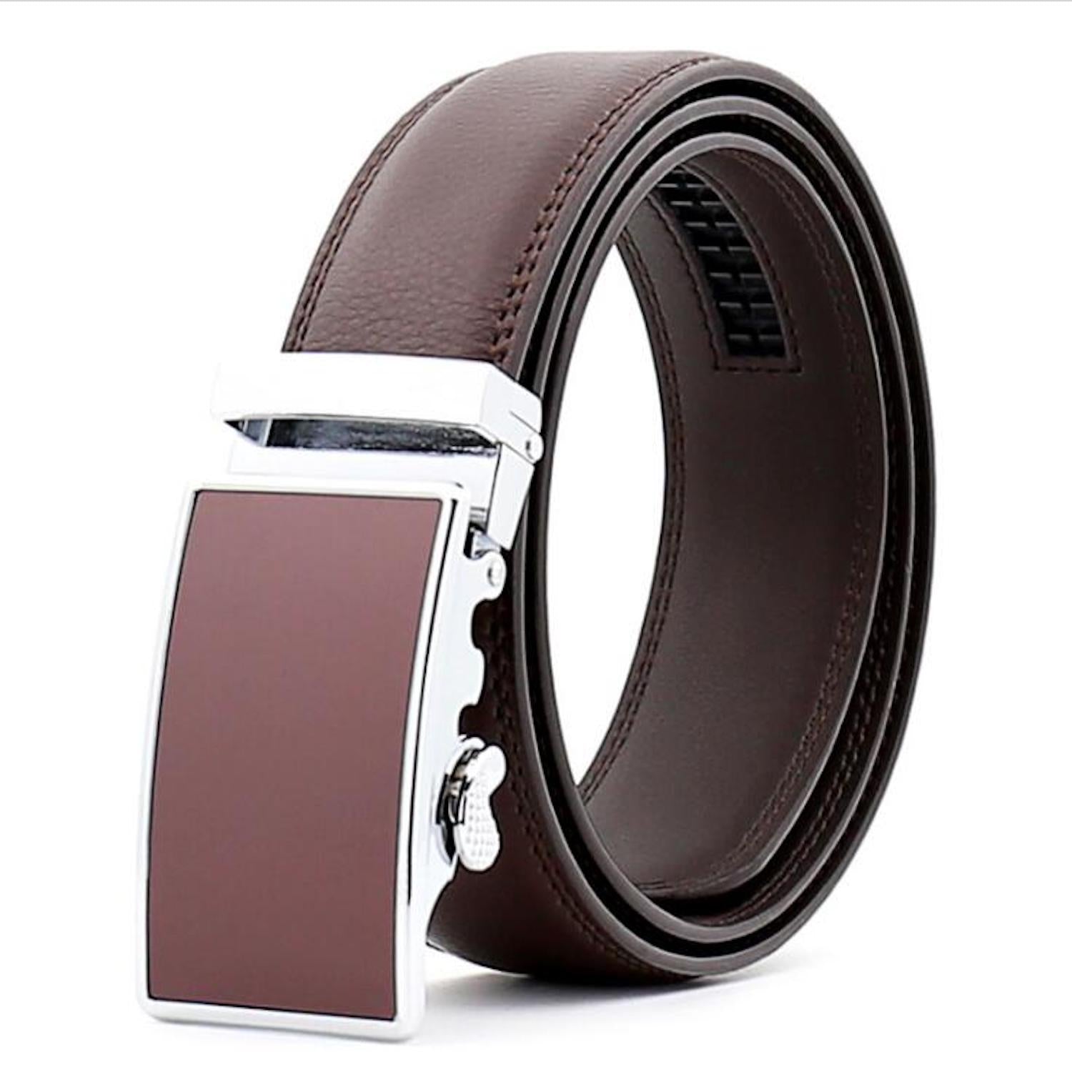 Amedeo Men’s Brown Ratchet Belt – Steel Automatic Buckle | Adjustable 26”–52” - Image 2