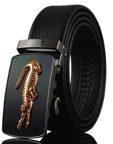 Men’s Smart Ratchet No Holes Automatic Buckle Belt in Gold & Black Color