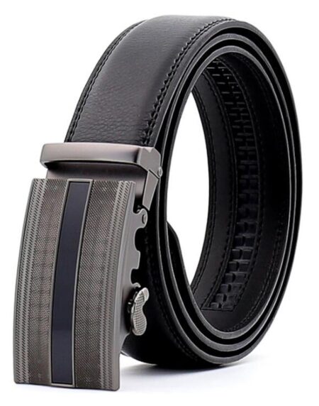 Men’s Stainless Steel Belt with Black Buckle