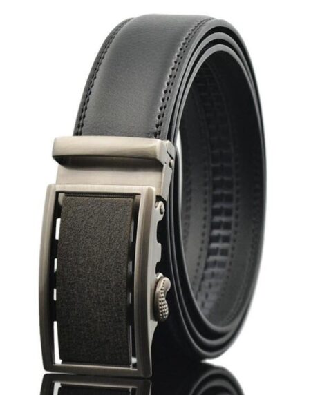 Black Ratchet Belt – Gunmetal Open-Frame Automatic Buckle | Adjustable 26”–52”