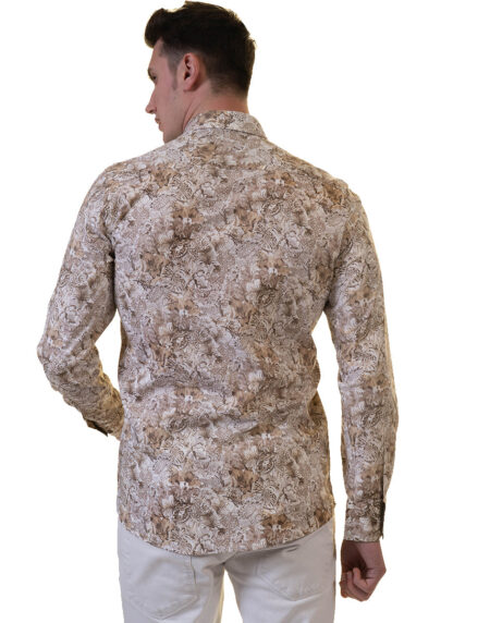 Beige Mens Slim Fit Designer Dress Shirt – tailored Cotton Shirts for Work and Casual Wear
