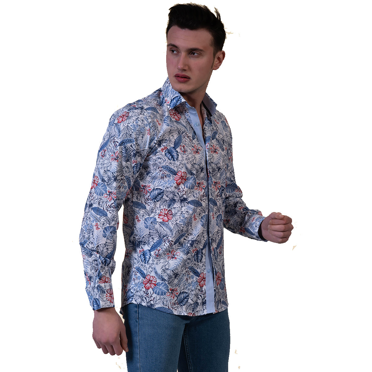Blue Mens Slim Fit Designer Dress Shirt - tailored Cotton Shirts for Work and Casual Wear - Image 4