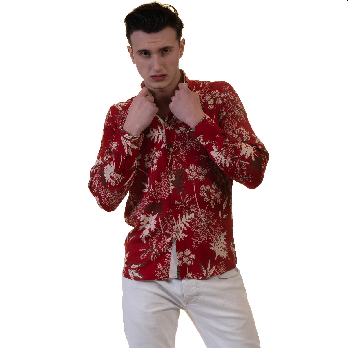 Dark Red Mens Slim Fit Designer Dress Shirt - tailored Cotton Shirts for Work and Casual Wear - Image 5