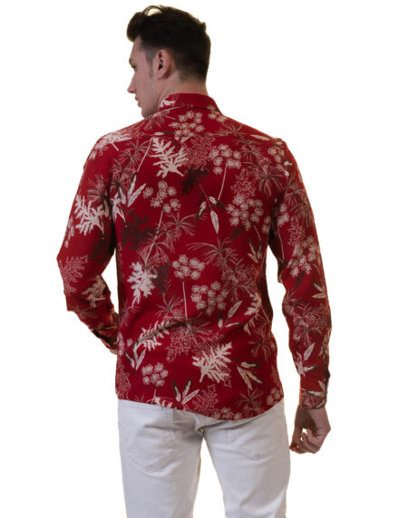 Dark Red Mens Slim Fit Designer Dress Shirt – tailored Cotton Shirts for Work and Casual Wear