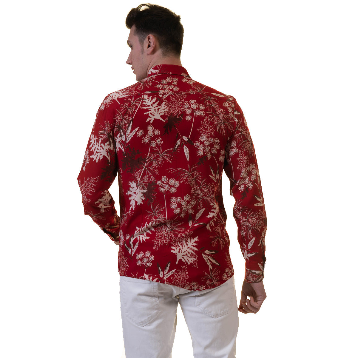 Dark Red Mens Slim Fit Designer Dress Shirt - tailored Cotton Shirts for Work and Casual Wear - Image 6