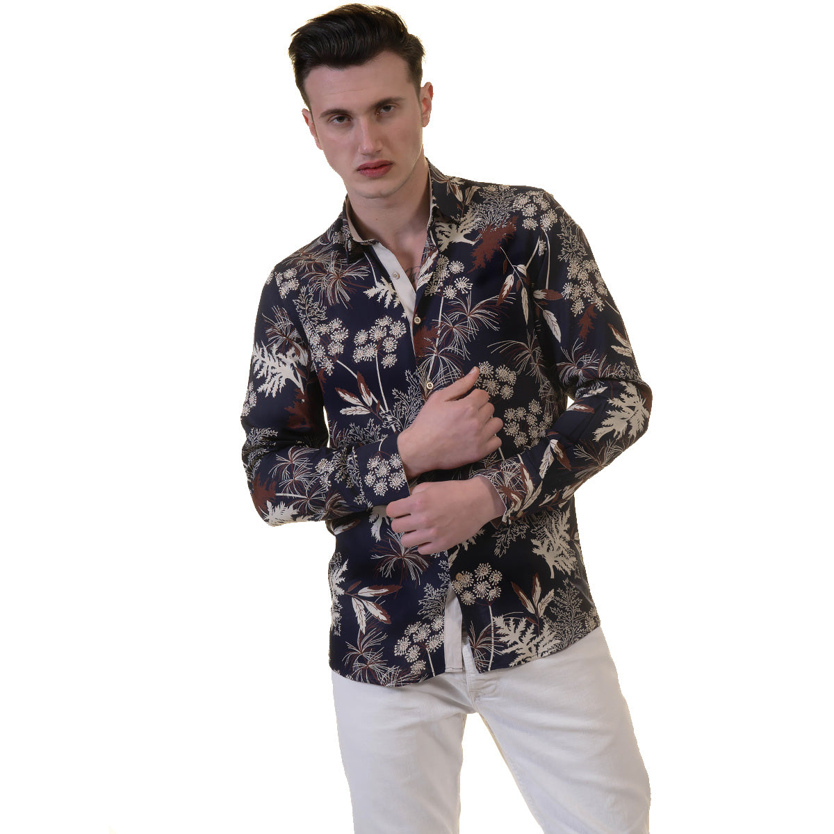Floral Mens Slim Fit Designer Dress Shirt - tailored Cotton Shirts for Work and Casual Wear - Image 3