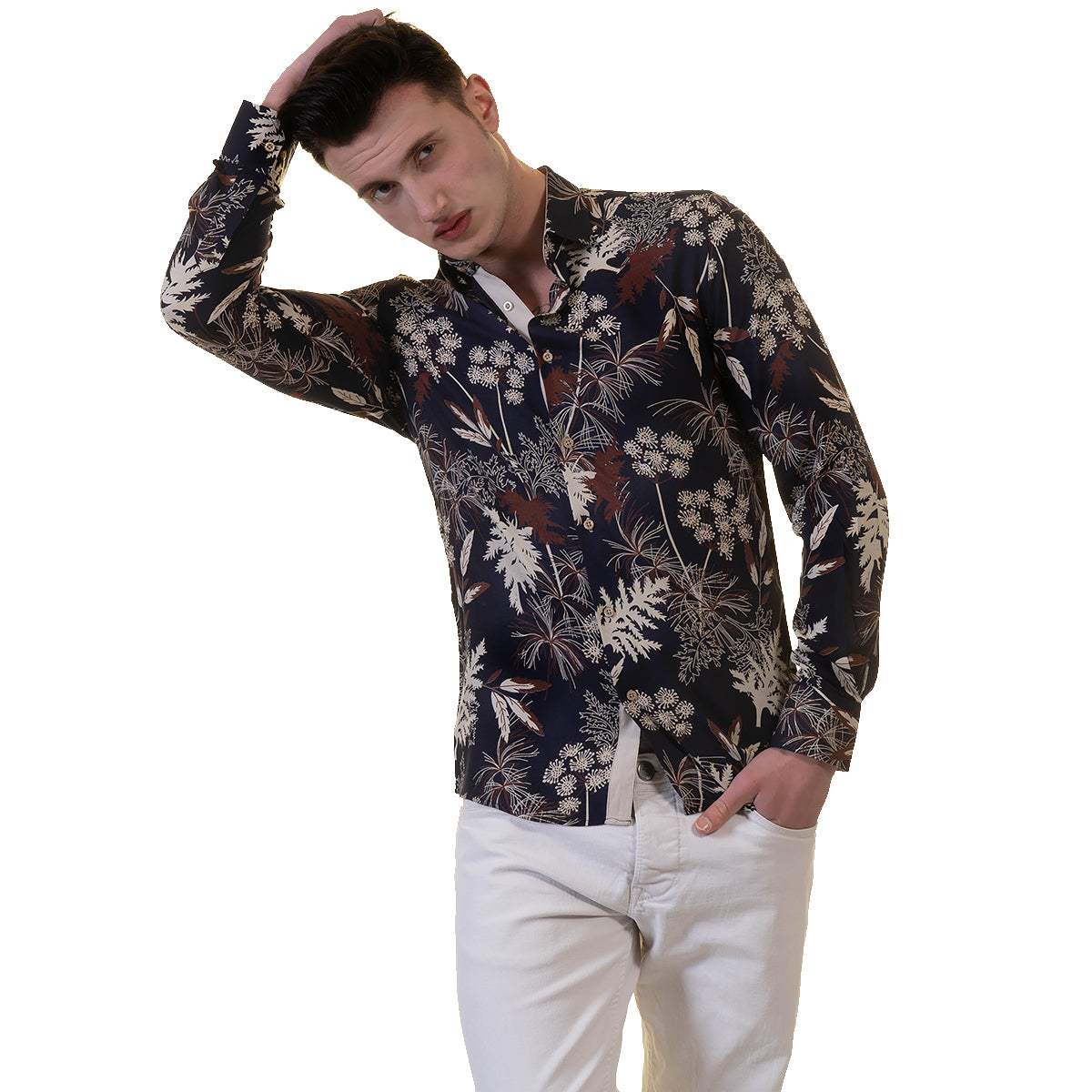 Floral Mens Slim Fit Designer Dress Shirt - tailored Cotton Shirts for Work and Casual Wear - Image 5