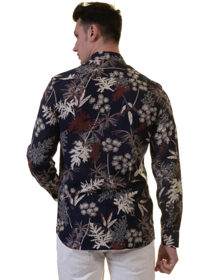 Floral Mens Slim Fit Designer Dress Shirt – tailored Cotton Shirts for Work and Casual Wear