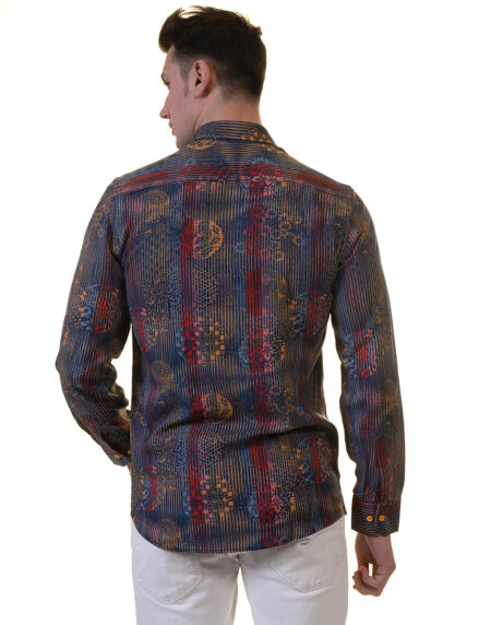 Brown Floral Mens Slim Fit Designer Dress Shirt – tailored Cotton Shirts for Work and Casual Wear