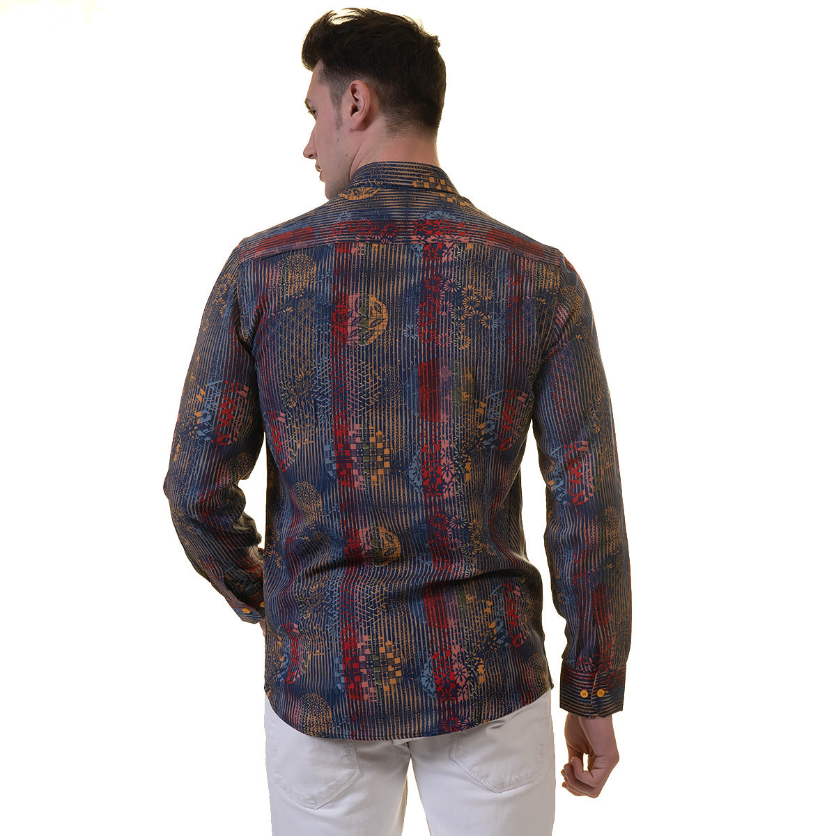 Brown Floral Mens Slim Fit Designer Dress Shirt - tailored Cotton Shirts for Work and Casual Wear - Image 4