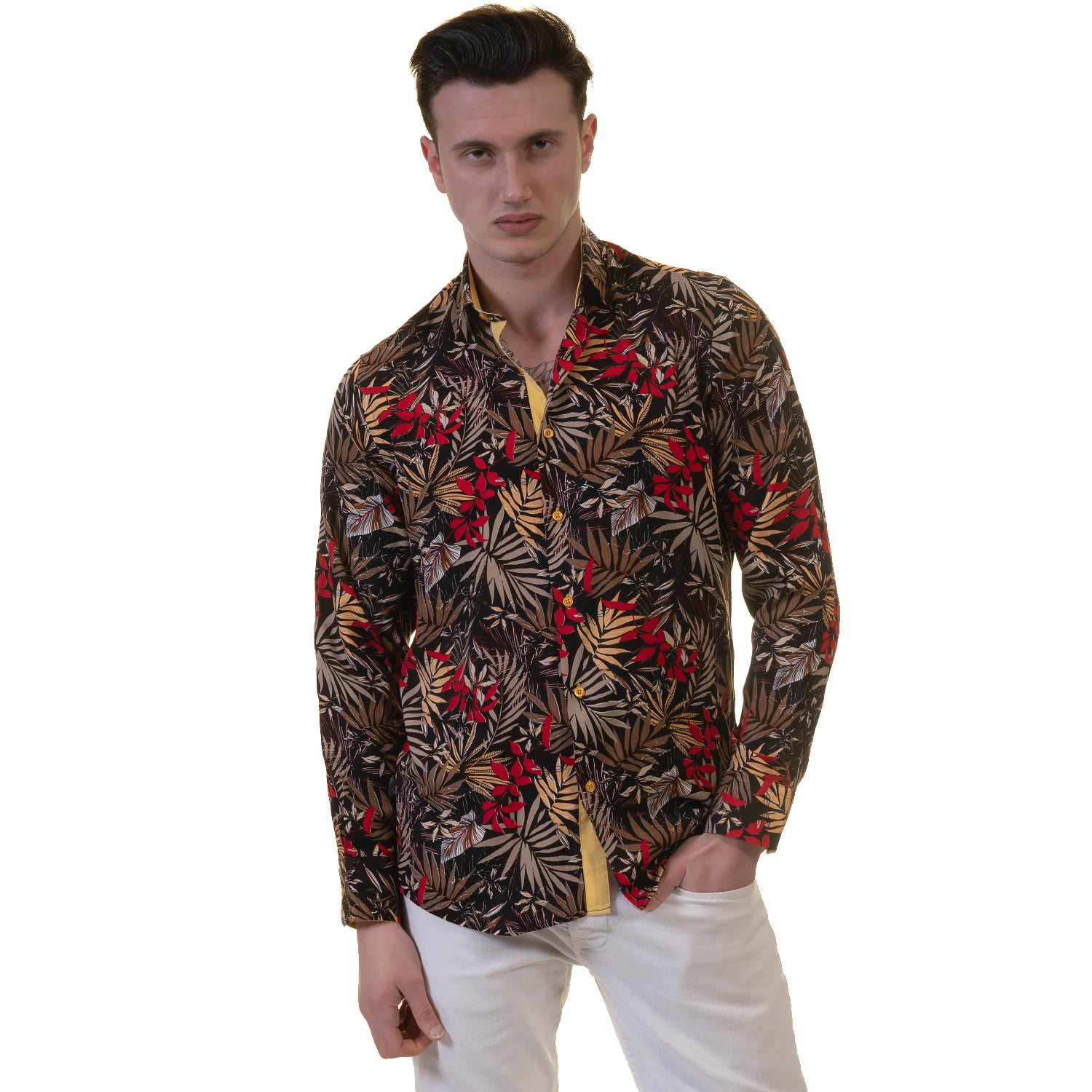 Floral Mens Slim Fit Designer Dress Shirt - tailored Cotton Shirts for Work and Casual Wear - Image 2