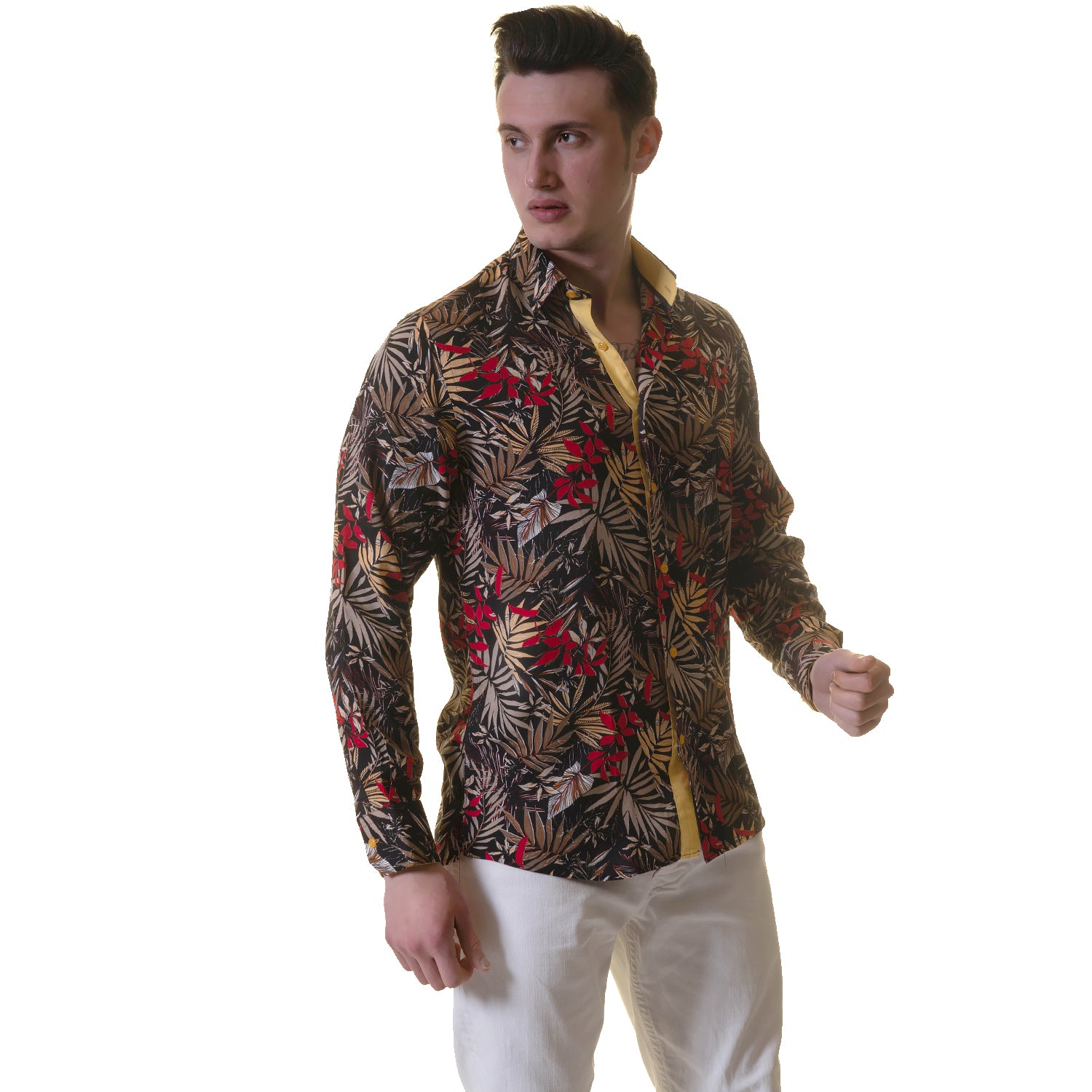 Floral Mens Slim Fit Designer Dress Shirt - tailored Cotton Shirts for Work and Casual Wear - Image 3