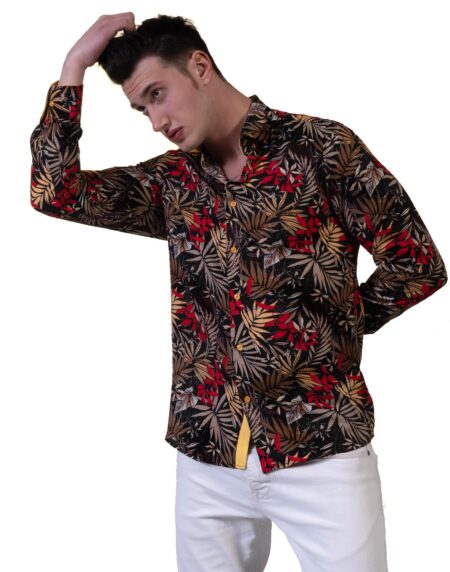 Floral Mens Slim Fit Designer Dress Shirt – tailored Cotton Shirts for Work and Casual Wear