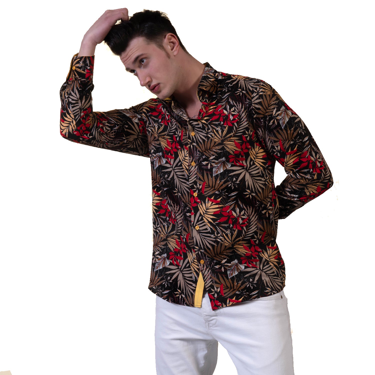 Floral Mens Slim Fit Designer Dress Shirt - tailored Cotton Shirts for Work and Casual Wear - Image 4