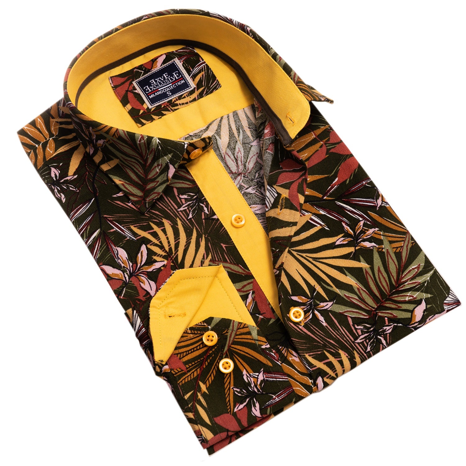 Floral Mens Slim Fit Designer Dress Shirt – tailored Cotton Shirts for Work and Casual Wear