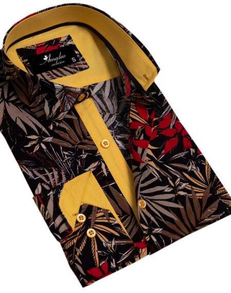 Floral Mens Slim Fit Designer Dress Shirt – tailored Cotton Shirts for Work and Casual Wear