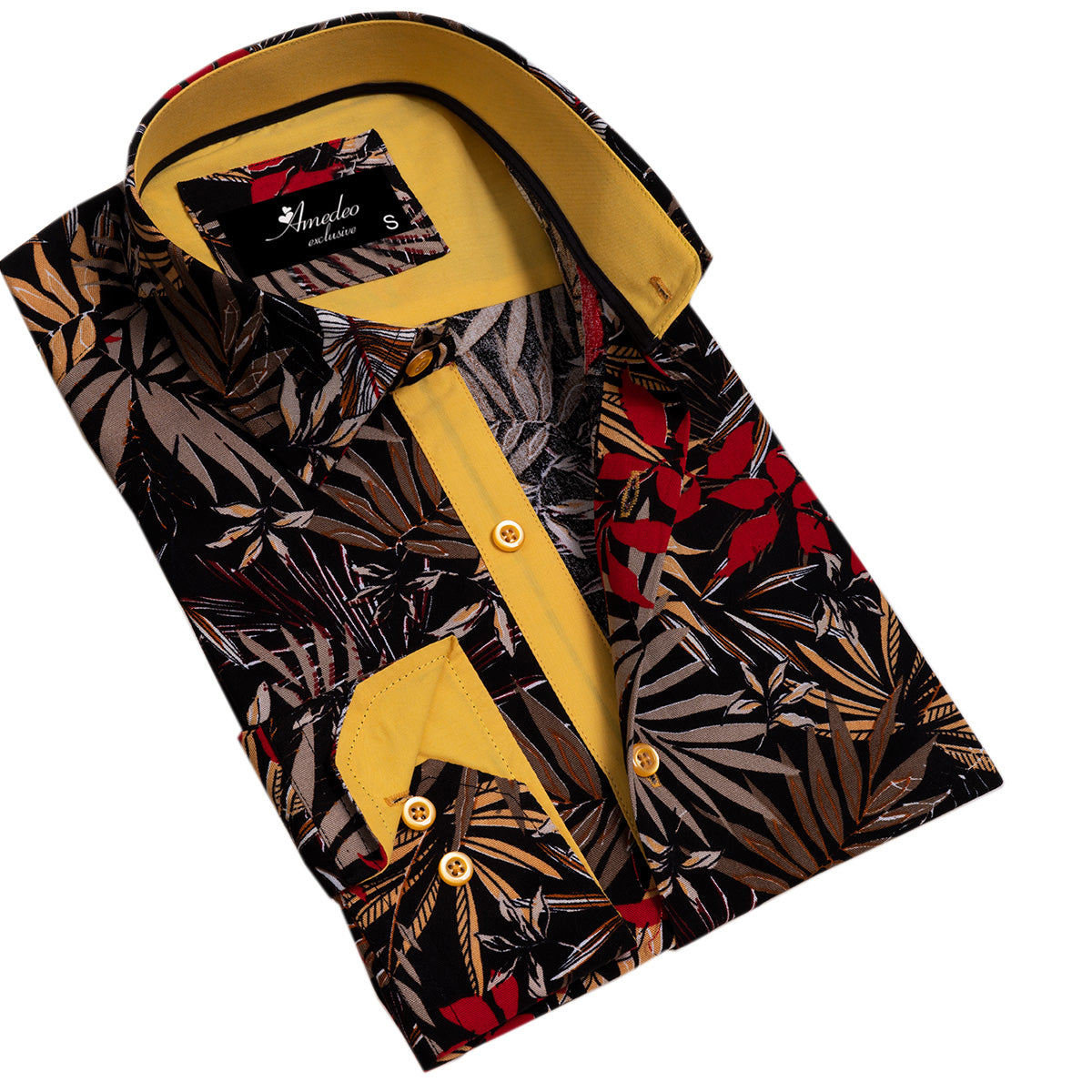 Floral Mens Slim Fit Designer Dress Shirt – tailored Cotton Shirts for Work and Casual Wear