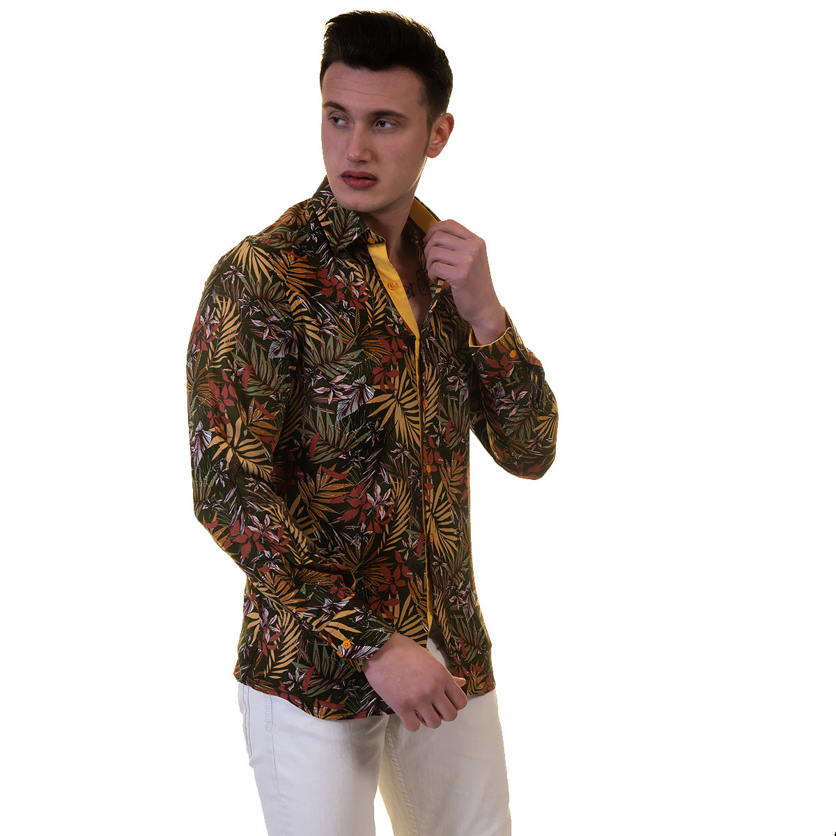 Floral Mens Slim Fit Designer Dress Shirt - tailored Cotton Shirts for Work and Casual Wear - Image 2