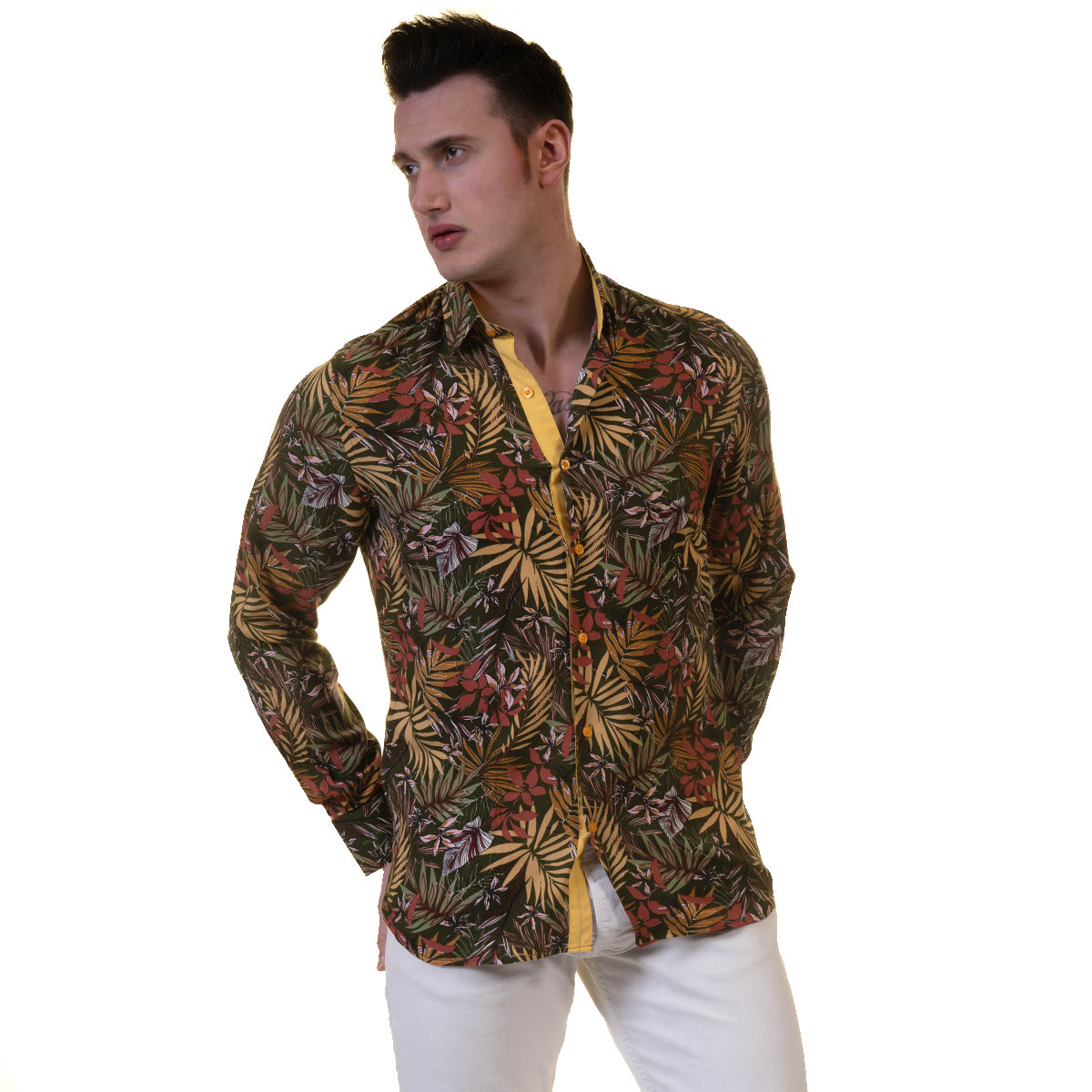 Floral Mens Slim Fit Designer Dress Shirt - tailored Cotton Shirts for Work and Casual Wear - Image 3