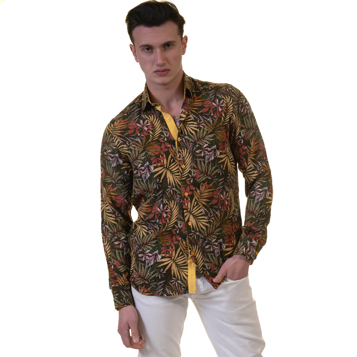 Floral Mens Slim Fit Designer Dress Shirt - tailored Cotton Shirts for Work and Casual Wear - Image 4