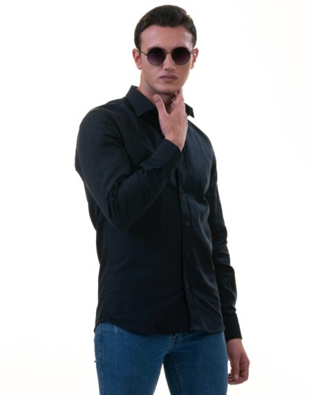 Navy Colored Luxury Men’s Tailor Fit Button Up European Made Linen Shirts
