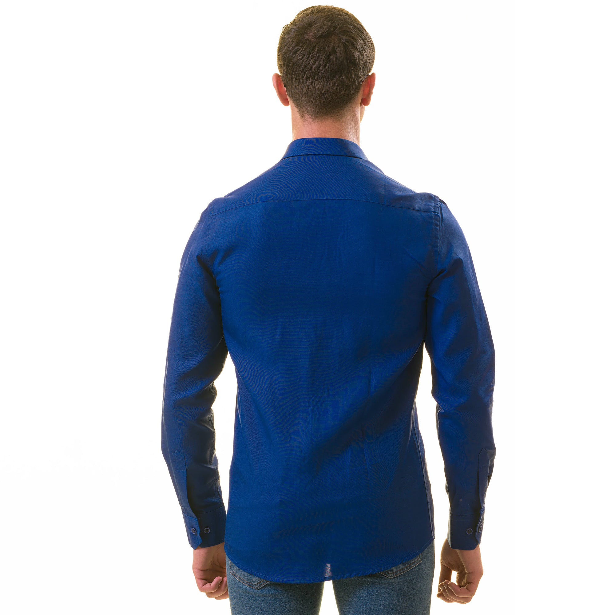 Men’s Royal Blue Linen Shirt - Luxury Tailor Fit European Made Button-Up - Image 5