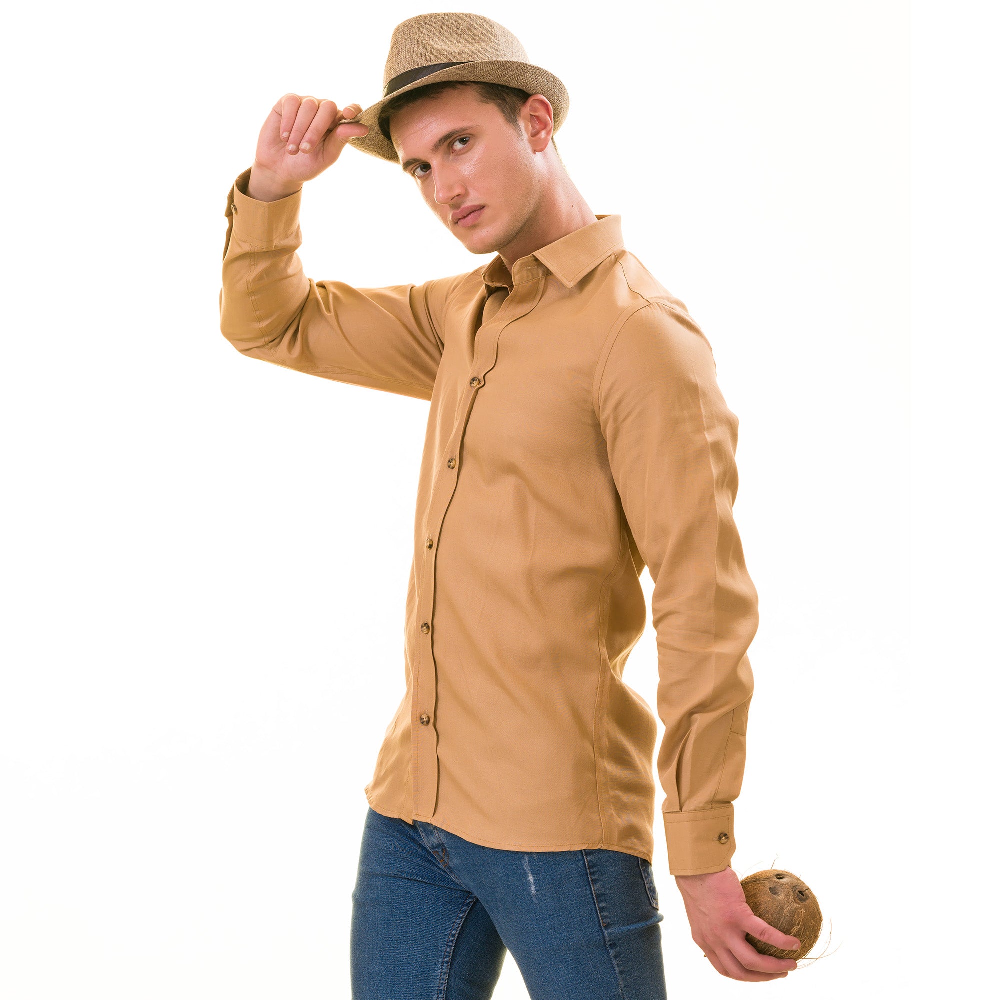 Men’s Brown Linen Shirt - Luxury Tailor Fit European Made Button-Up - Image 7