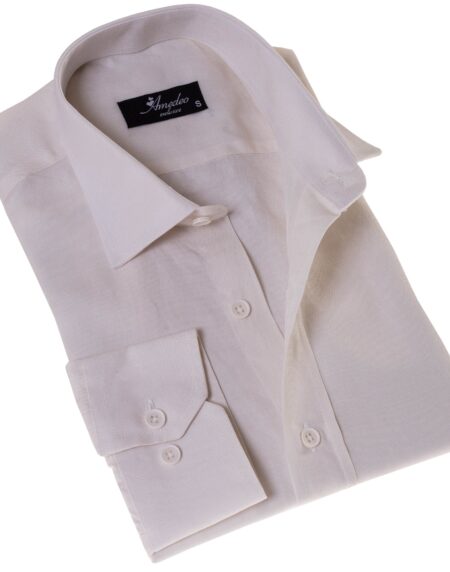 Men’s Off-White Linen Shirt – Luxury Tailor Fit European Made Button-Up