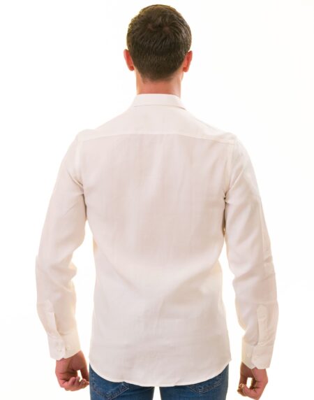Men’s Off-White Linen Shirt – Luxury Tailor Fit European Made Button-Up